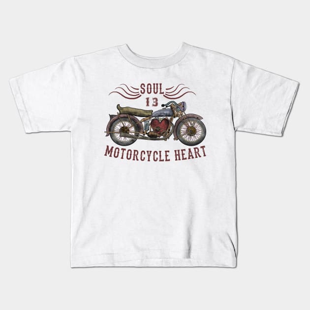Motorcycle Heart Kids T-Shirt by Yeroma
